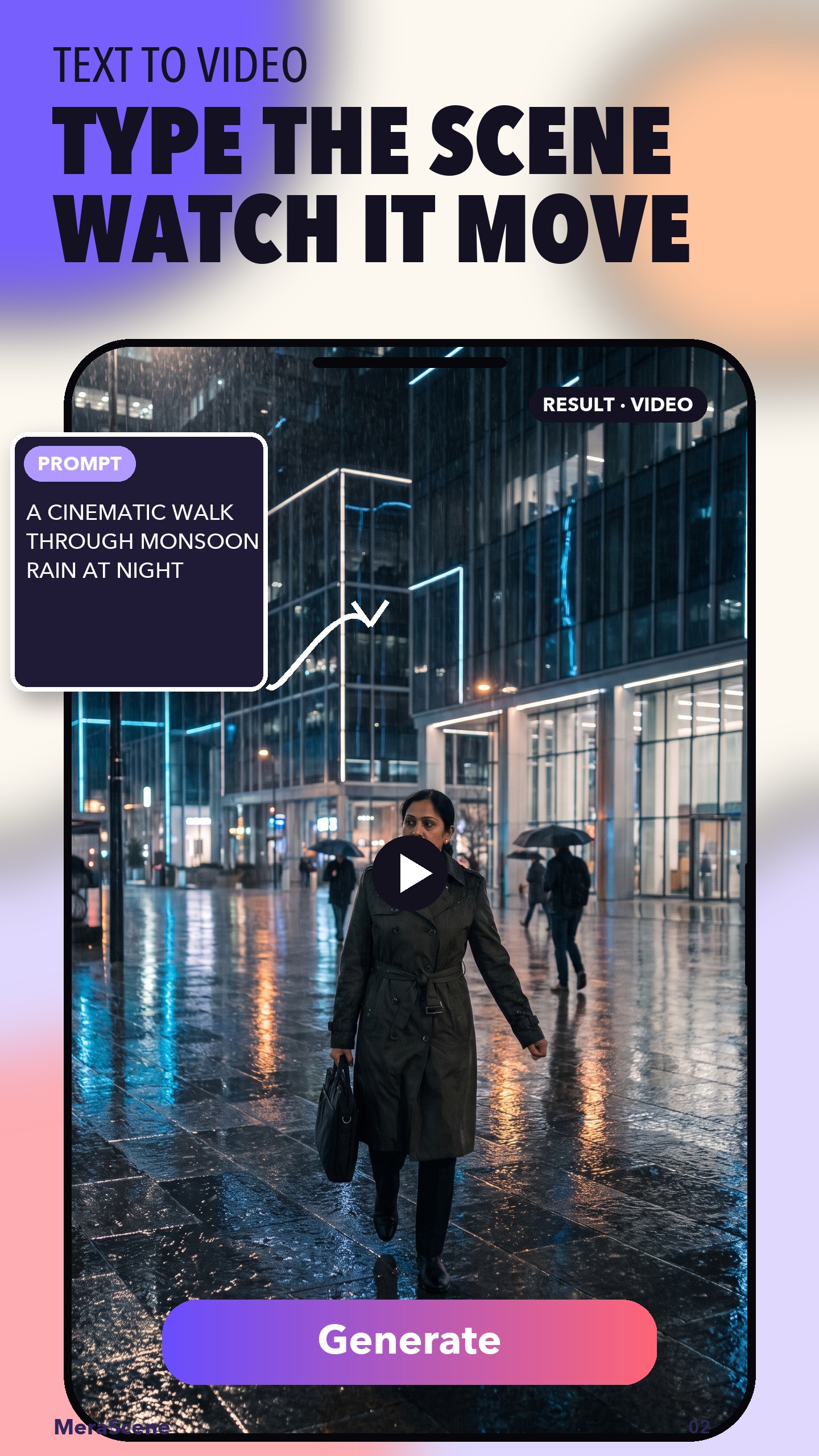MeraScene text to video preview